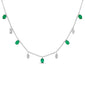 <span style="color:purple">SPECIAL!</span> .91ct G SI 14K White Gold Diamond Emerald Gemstone Dangling Pendant Necklace 16" + 2" EXT