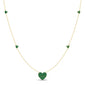 <span style="color:purple">SPECIAL!</span> .32ct G SI 14K Yellow Gold Emerald Gemstone Heart Pendant Necklace 18" Long