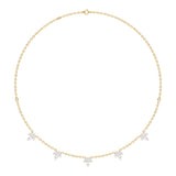 1.00ct G SI 14K Yellow Gold Diamond Round & Baguette Leaf Pendant Necklace 16" +2" EXT