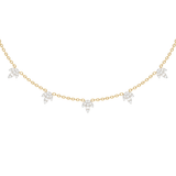 1.00ct G SI 14K Yellow Gold Diamond Round & Baguette Leaf Pendant Necklace 16" +2" EXT