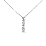 .17ct G SI 14K White Gold Diamond Round & Baguette Pendant Necklace 18" Long