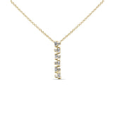 <span style="color:purple">SPECIAL!</span> .17ct G SI 14K Yellow Gold Diamond Round & Baguette Pendant Necklace 18" Long