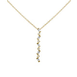 <span style="color:purple">SPECIAL!</span> .15ct G SI 14K Yellow Gold Diamond Round & Baguette Pendant Necklace 18" Long