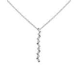 .16ct G SI 14K White Gold Diamond Round & Baguette Pendant Necklace 18" Long