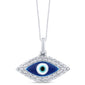 <span style="color:purple">SPECIAL!</span>.15ct G SI 14K White Gold Diamond Evil Eye Pendant Necklace 16" + 2" EXT