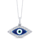.15ct G SI 14K White Gold Diamond Evil Eye Pendant Necklace 16" + 2" EXT