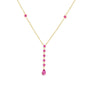<span style="color:purple">SPECIAL!</span> .45ct G SI 14K Yellow Gold Pink Sapphire Gemstone Dangling Pendant Necklace 16" + 2" Ext.