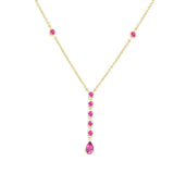 .45ct G SI 14K Yellow Gold Pink Sapphire Gemstone Dangling Pendant Necklace 16" + 2" Ext.