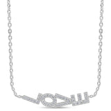 .20ct G SI 14K White Gold Diamond Sideways LOVE Pendant Necklace 16" + 2" Ext.