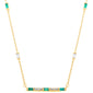 <span style="color:purple">SPECIAL!</span> .40ct G SI 14K Yellow Gold Diamond & Emerald Gemstone Bar Pendant Necklace 18" Long