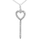 .09ct G SI 14K White Gold Diamond Heart Key Pendant Necklace 18" Long