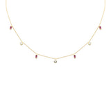 .61ct G SI 14K Yellow Gold Diamond & Ruby Gemstone Necklace 16" + 2" Ext