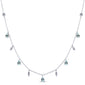 <span style="color:purple">SPECIAL!</span>.79ct G SI 14K White Gold Diamond & Aquamarine Gemstone Dangling Pendant Necklace 16" + 2" Ext