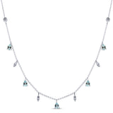 <span>DIAMOND CLOSEOUT! </span> .79ct G SI 14K White Gold Diamond & Aquamarine Gemstone Dangling Pendant Necklace 16" + 2" Ext