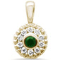 <span style="color:purple">SPECIAL!</span> .23ct G SI 14K Yellow Gold Diamond & Emerald Gemstone Circle Pendant Necklace 18" Long Chain
