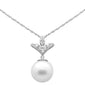 .22ct G SI 14K White Gold Diamond Pearl Pendant Necklace 18" Long
