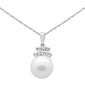<span style="color:purple">SPECIAL!</span> 6.35ct G SI 14K White Gold Diamond Pearl Pendant Necklace 18" Long