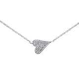 .09ct G SI 14K White Gold Diamond Sideways Heart Pendant Necklace 18"Long