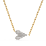 .09ct G SI 14K Yellow Gold Diamond Sideways Heart Pendant Necklace 18" Long
