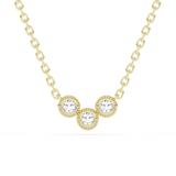 .13ct G SI 14K Yellow Gold Diamond Three Stone Pendant Necklace 18" Long