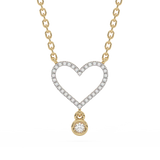 .10ct G SI 14K Yellow Gold Diamond Heart Pendant Necklace 18" Long