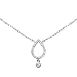 .09ct G SI 14K White Gold Diamond Pear Shape Pendant Necklace 18" Long