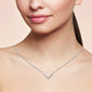 .06ct G SI 14K White Gold Diamond V Chevron Shape Pendant Necklace 18"Long