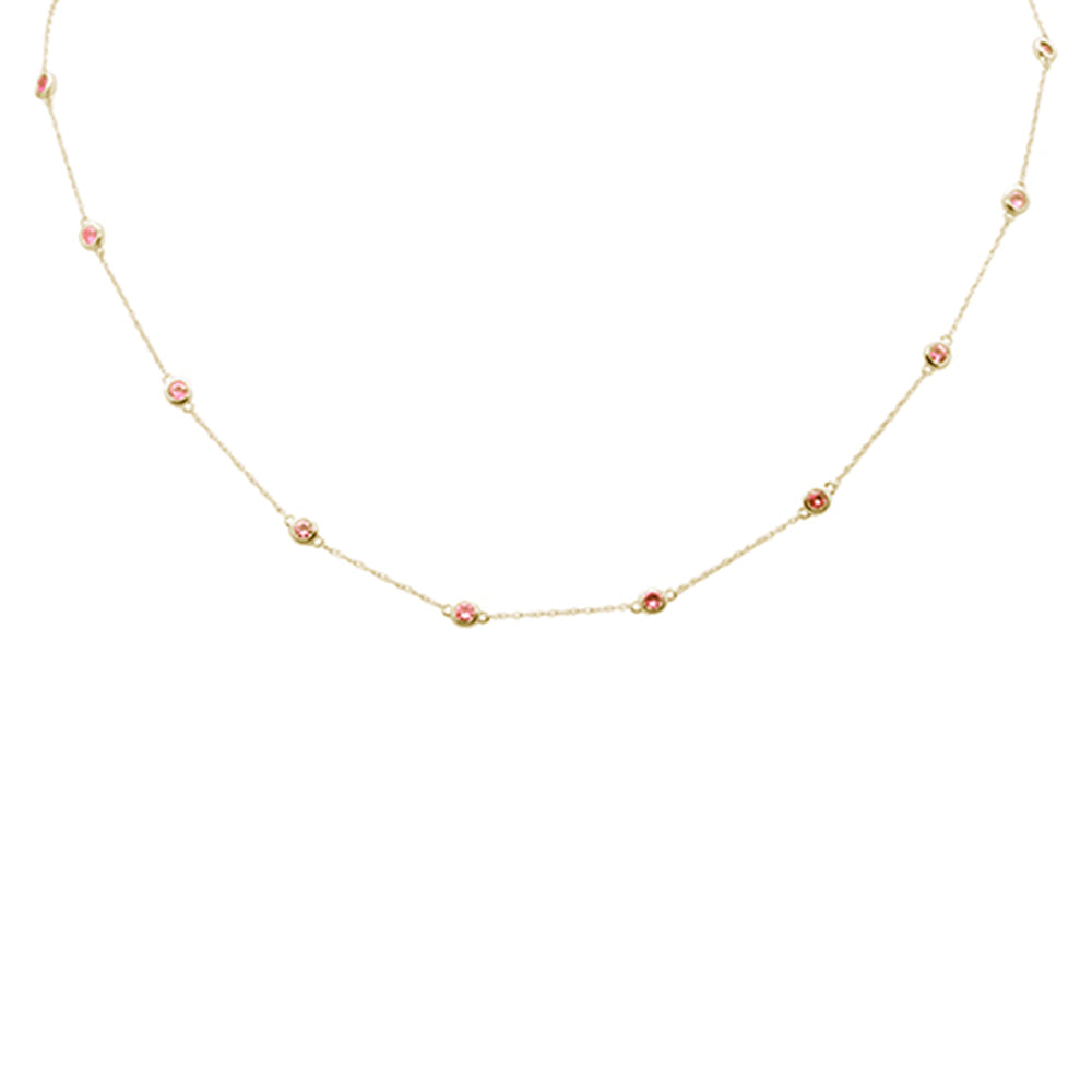 <span style="color:purple">SPECIAL!</span> 1.35ct G SI 14K Yellow Gold Pink Sapphire by Yard Pendant Necklace 18"Long