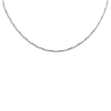 <span>DIAMOND CLOSEOUT! </span> 4.20ct G SI 14K White Gold Diamond & Aquamarine Gemstone Tennis Necklace 16+2" Ext