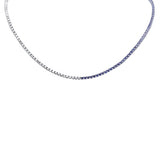 <span style="color:purple">¡ESPECIAL!</span> Collar tenis de moda de oro blanco de 14K con diamantes y zafiros azules, 6.91 ct G SI, 16" de largo