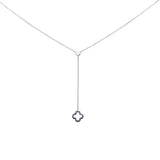 <span>DIAMOND CLOSEOUT! </span> .12ct G SI 14K White Gold Blue Sapphire Flower Drop Pendant Necklace 18"Long