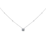 <span style="color:purple">SPECIAL!</span> .15ct G SI 14K White Gold Diamond & Aquamarine Pendant Necklace 18"Long