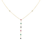 .86ct G SI 14K Yellow Gold Diamond & Multi Color Drop Necklace 16+2" Ext