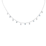 <span style="color:purple">SPECIAL!</span> .88ct G SI 14K White Gold Diamond & Aquamarine Pendant Necklace 16+2" Ext