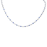 <span style="color:purple">SPECIAL!</span> 3.28ct G SI 14K White Gold Diamond & Blue Sapphire Necklace 16"Long
