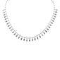 <span style="color:purple">SPECIAL!</span> 7.38ct G SI 14K White Gold Diamond & Emerald Cut Blue Sapphire Necklace 16+2" Long