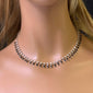 <span style="color:purple">SPECIAL!</span> 7.38ct G SI 14K White Gold Diamond & Emerald Cut Blue Sapphire Necklace 16+2" Long