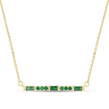 <span style="color:purple">SPECIAL!</span> .47ct G SI 14K Yellow Gold Emerald Bar Pendant Necklace 18" Long