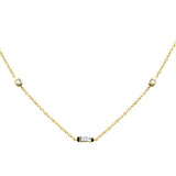 .13ct G SI 14K Yellow Gold Baguette Diamond Pendant Necklace 16" + 2" Ext