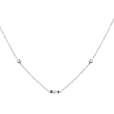 .13ct G SI 14K White Gold Baguette Diamond Pendant Necklace 16" + 2" Ext