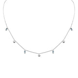 .51ct G SI 14K White Gold Diamond & Aquamarine Gemstone Necklace 16" + 2" Ext