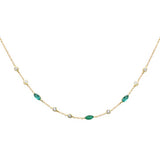 .61ct G SI 14K Yellow Gold Diamond & Emerald Gemstone Necklace 16" + 2" Ext