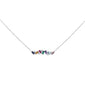 <span style="color:purple">SPECIAL!</span> 1.00ct G SI 14K White Gold Diamond & Multi Color Gemstone Necklace 16" + 2" Ext