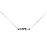1.00ct G SI 14K White Gold Diamond & Multi Color Gemstone Necklace 16" + 2" Ext