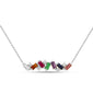 <span style="color:purple">SPECIAL!</span> 1.00ct G SI 14K White Gold Diamond & Multi Color Gemstone Necklace 16" + 2" Ext
