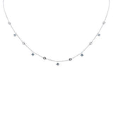 .31ct G SI 14K White Gold Diamond & Aquamarine Gemstone Necklace 16" + 2" Ext