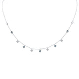 <span>GEMSTONE CLOSEOUT! </span>  .63ct G SI 14K White Gold Diamond & Aquamarine Gemstone Necklace 16" + 2" Ext
