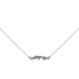  .83ct G SI 14K White Gold Diamond Aquamarine Gemstone Necklace 16+"Long