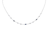 .69ct G SI 14K White Gold Diamond & Blue Sapphire Gemstone Necklace 16" + 2" Ext