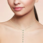 <span style="color:purple">SPECIAL!</span> .68ct G SI 14K Yellow Gold Diamond & Emerald Gemstone Lariat Necklace 16" + 2" Ext